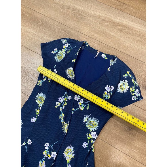 Free People Lost In You Midi Dress High Low Maxi Floral Navy Medium - Picture 6 of 7